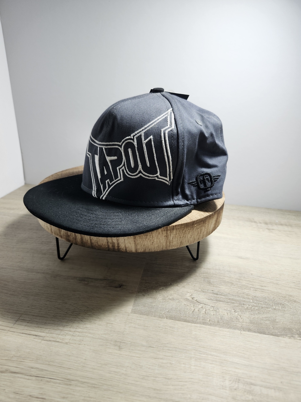 Tapout Gray and Black Logo Snapback Cap with Embroidered Front